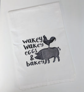 Wakey Wakey Eggs & Bakey Kitchen Towel/Funny Kitchen Towel/Kitchen Decor/Housewarming Gift/Tea Towel/Birthday Gift/White Elephant Gift